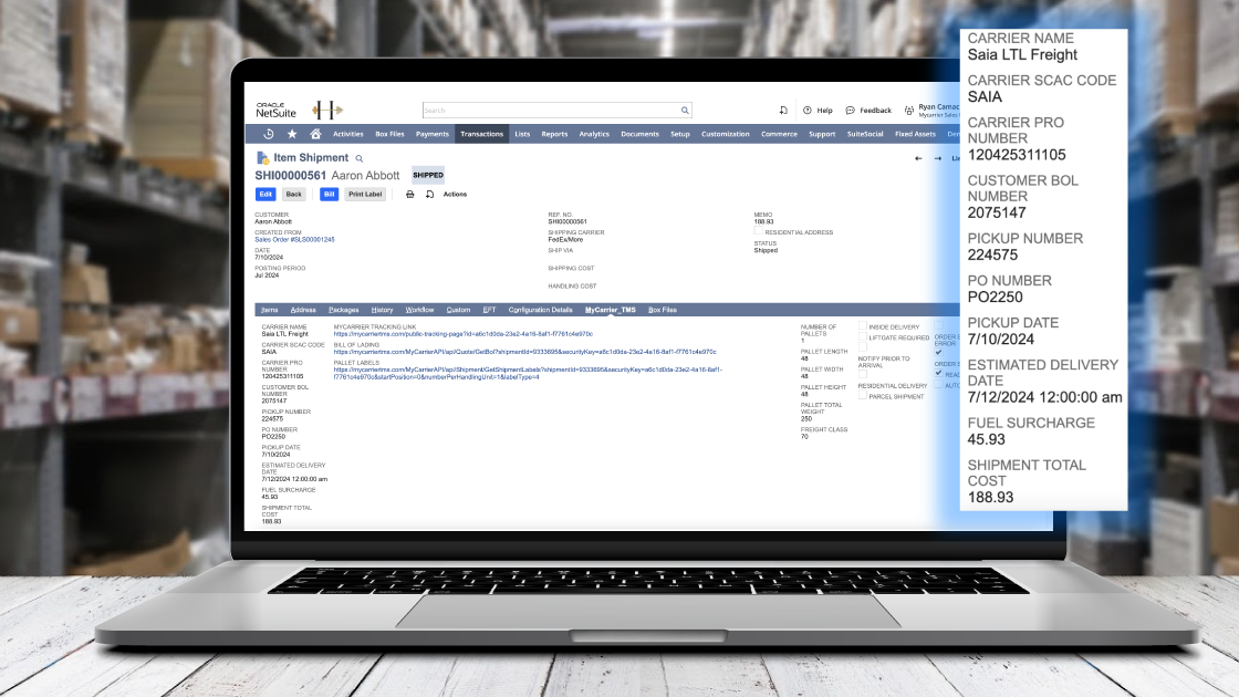 order integration-netsuite mycarrier integration